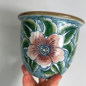 cache-pot vintage - Jardinière florale Studio Pottery - 1980