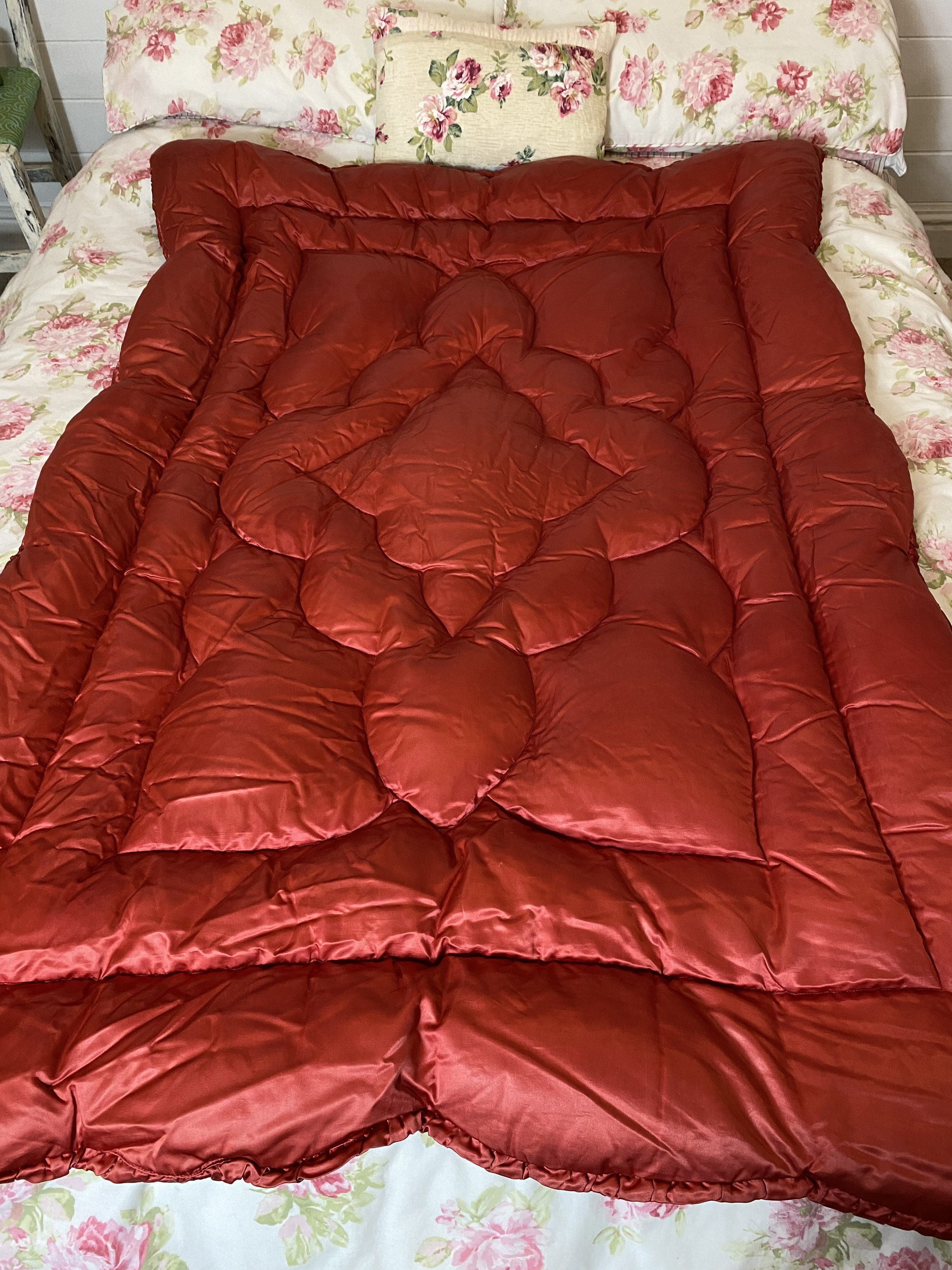 Vintage Eiderdown Quilt. Feather Filled Quilt. Red Satin. Mclintock. 1930s. Single GC Etsy UK