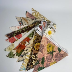 Vintage Bunting - Handmade Bunting - Garden Bunting - Wedding Bunting - Floral Bunting - 12 Double Sided Flags - 3M