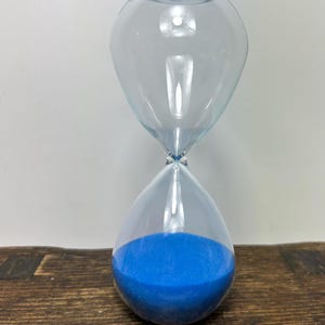 Large Vintage Hourglass Egg Timer / Hand Blown / Blue Sand