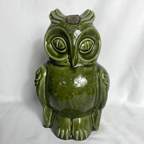 Vintage money box - Owl shaped money box - Owl piggy bank - Large ceramic owl ornament  - Mid century Dartmouth Pottery Devon - 8.5” GC