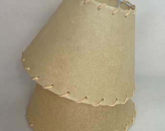 Vintage Clip On Lampshade - Clip on Light Shade - Beige waxed paper effect shade  - 1980s - 5” - GC