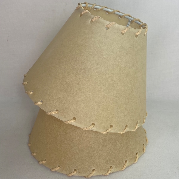 Vintage Clip On Lampshade - Clip on Light Shade - Beige waxed paper effect shade  - 1980s - 5” - GC