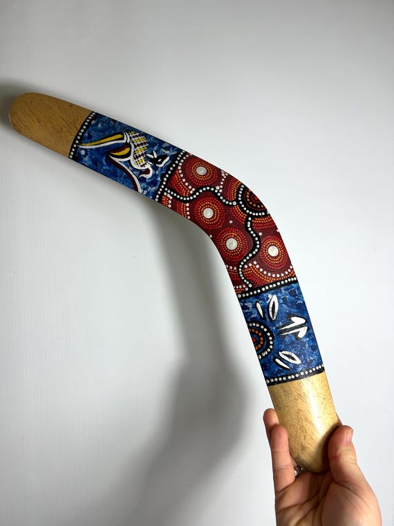 Vintage Wooden Boomerang: Australian Dot Art Souvenir - Etsy