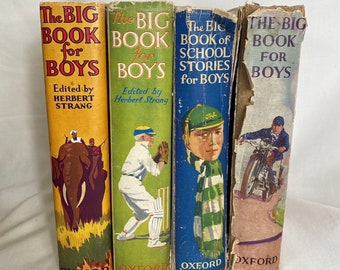 Vintage Book Set - Old Book Bundle - Decorative Books - Vintage Prop - Display Books - 4 Books for Boys - Vintage Library- 1930s