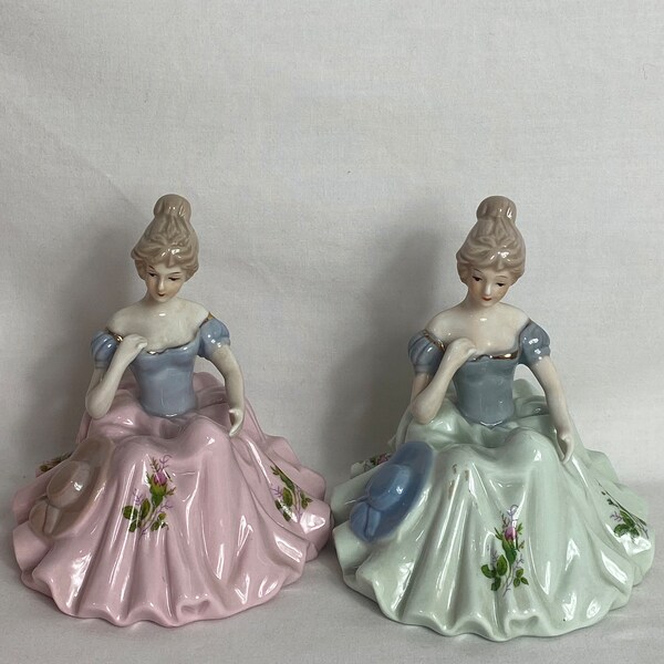 Vintage Pretty Lady Figurine - Shudehill Giftware - Ceramic Lady Ornament - 2 Pretty Lady Ornaments - VGC