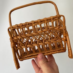 Vintage Letter Rack - Bamboo Letter Holder - Desk Tidy - 1970s Bamboo Rack - 7” GC