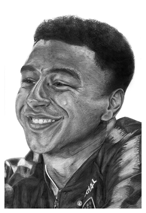 Jesse Lingard Football Manchester United Original Graphite Etsy