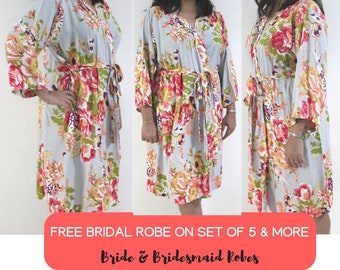 FREE ROBE - Set of 10 Bridesmaid Robes -Wedding Gift - Gift for Bridesmaid -Robe for Bridesmaid -Bridesmaid Gift -Cotton Robes Set