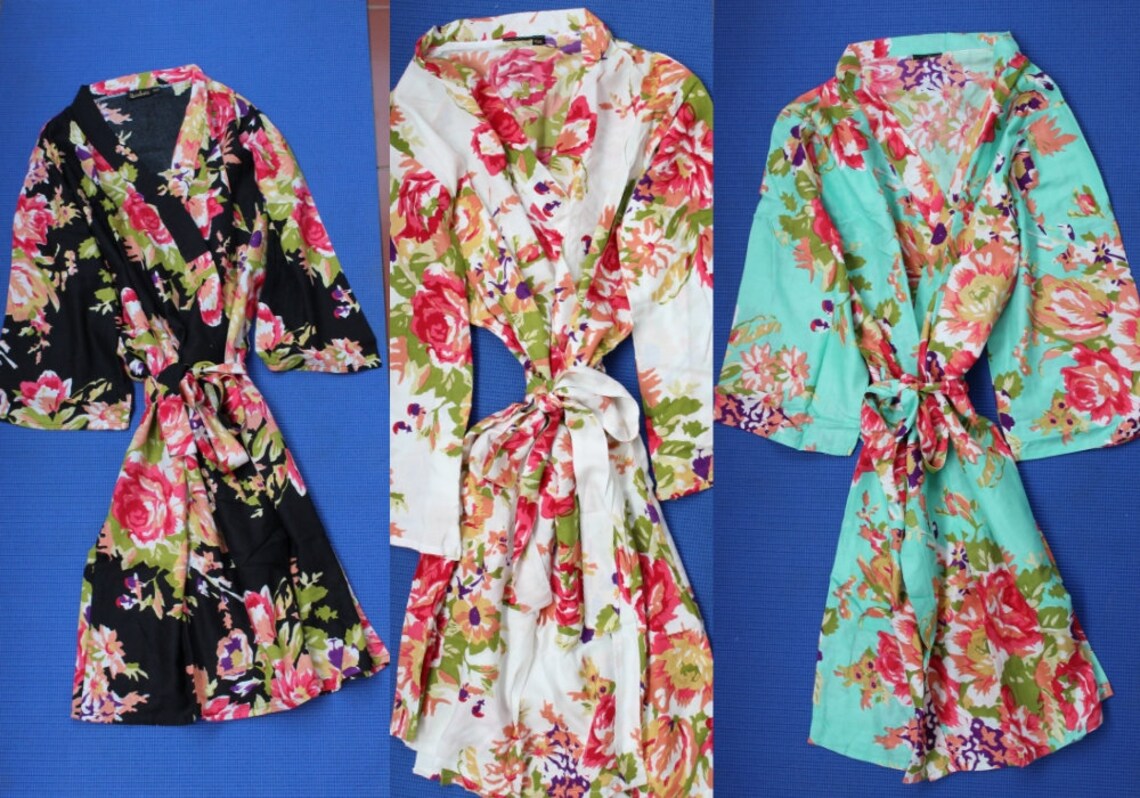 BIG FLORAL Cotton Robe Bridesmaid Robes Cotton Floral Robe Etsy