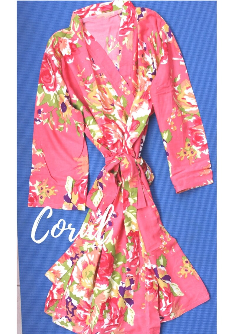 BIG FLORAL Cotton Robe Bridesmaid Robes Cotton Floral Robe, Wedding