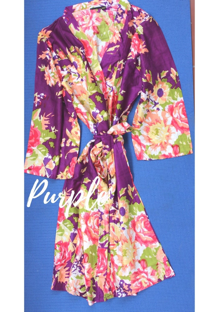 BIG FLORAL Cotton Robe Bridesmaid Robes Cotton Floral Robe, Wedding Robes, Bridal Robes, Bride
