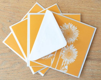 Carte de voeux tournesol - Lot de 4