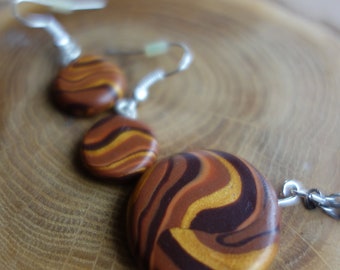 Earrings in Swirl browns with gold