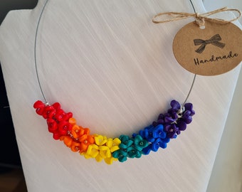 Rainbow necklace with stud earrings