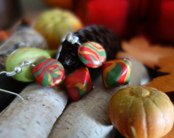 Earrings in Swirl Christmas colors