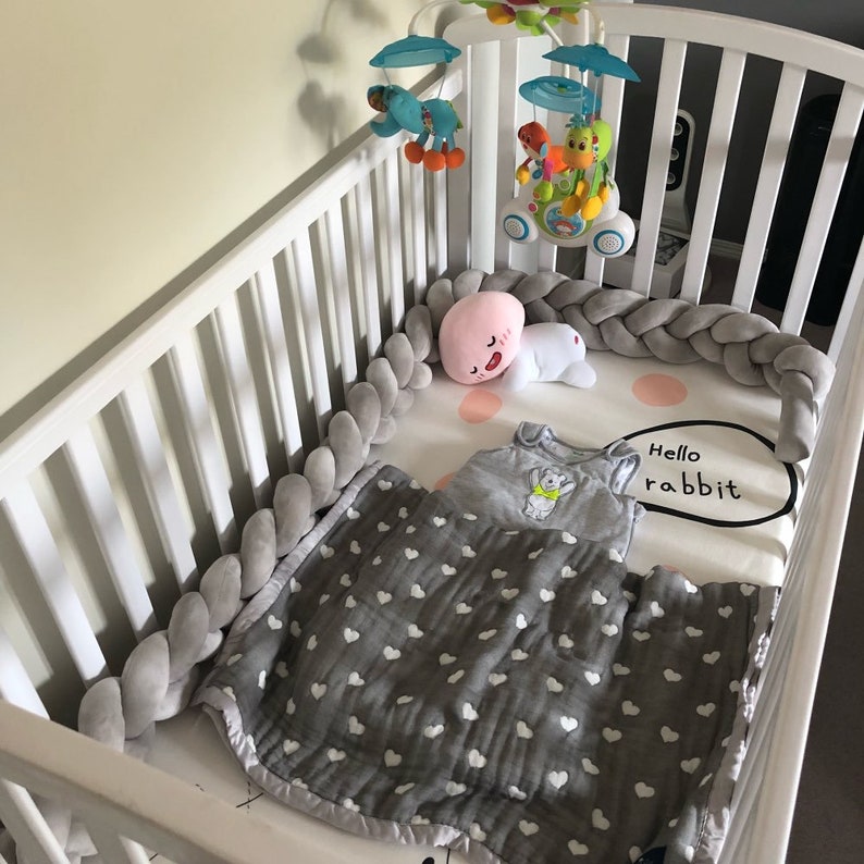 Gray Braided crib bumper Kids Pillow Knot Pillow Knot Etsy