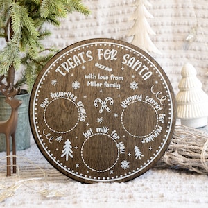 Personalized Santa Cookie Plate - Christmas Eve Cookie Tray - Custom Santa Cookie and Milk Platter