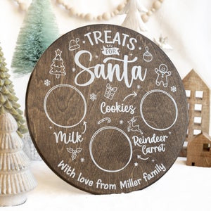Personalized Santa Cookie Plate - Christmas Eve Cookie Tray - Custom Santa Cookie and Milk Platter