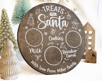 Personalized Santa Cookie Plate - Christmas Eve Cookie Tray - Custom Santa Cookie and Milk Platter