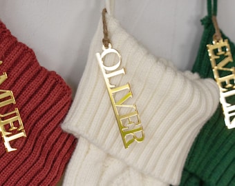 Stocking Tags - Gold Personalized Christmas Name Tags