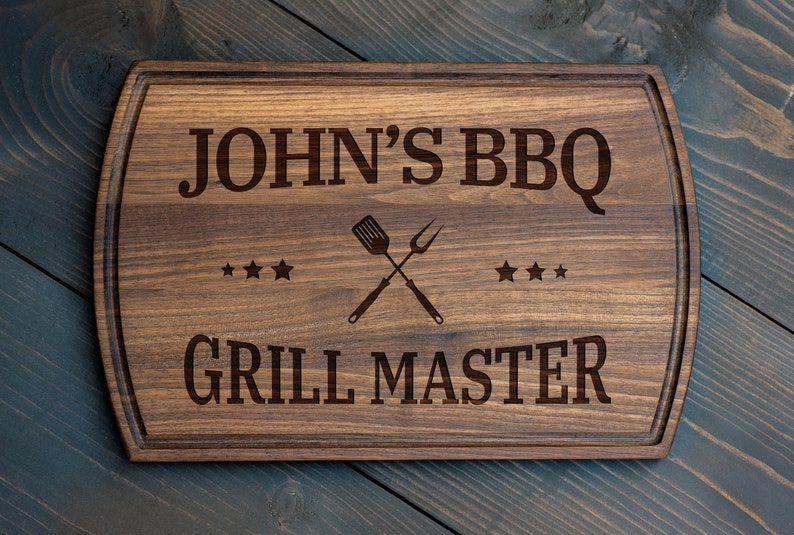 Personalized Wooden Cutting Board With Name and Engraved With BBQ and Grill Master By Using High Technology