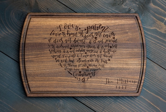 Wedding Gift - Corinthians 13 Heart Cutting Board