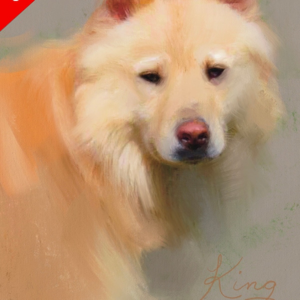 Pet Portrait | Printable Art | Oil Painting From Photo | Customized with Name | Realistic | Digital Art Download