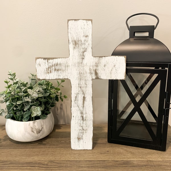 Distressed Rustic Cross / Distressed Cross Wall Sign / Cross Shelf Sign / Cross Wall Decor / Cross Decor / Wooden Cross / Farmhouse Style