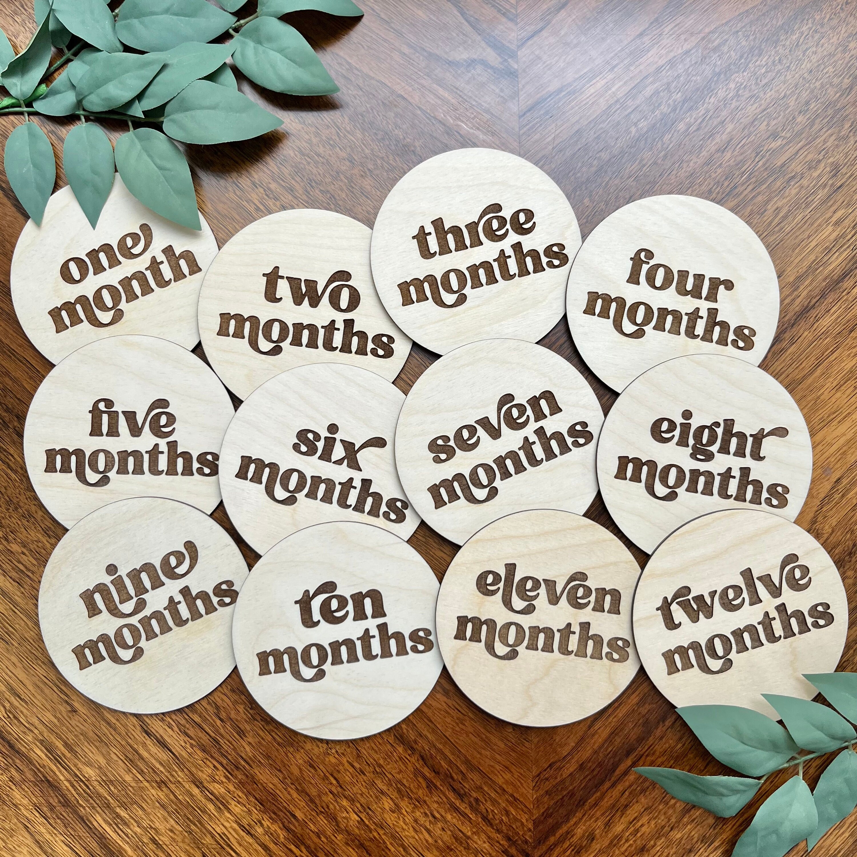Wooden Baby Milestone Discs, Engraved Photo Props, Baby Shower Gift - Etsy