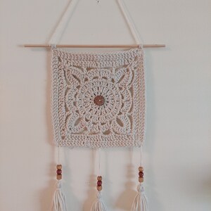 Decoração de parede de crochê Boho