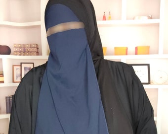 Tweedelige halve Niqab met onderdoek, 2 kleuren beschikbaar