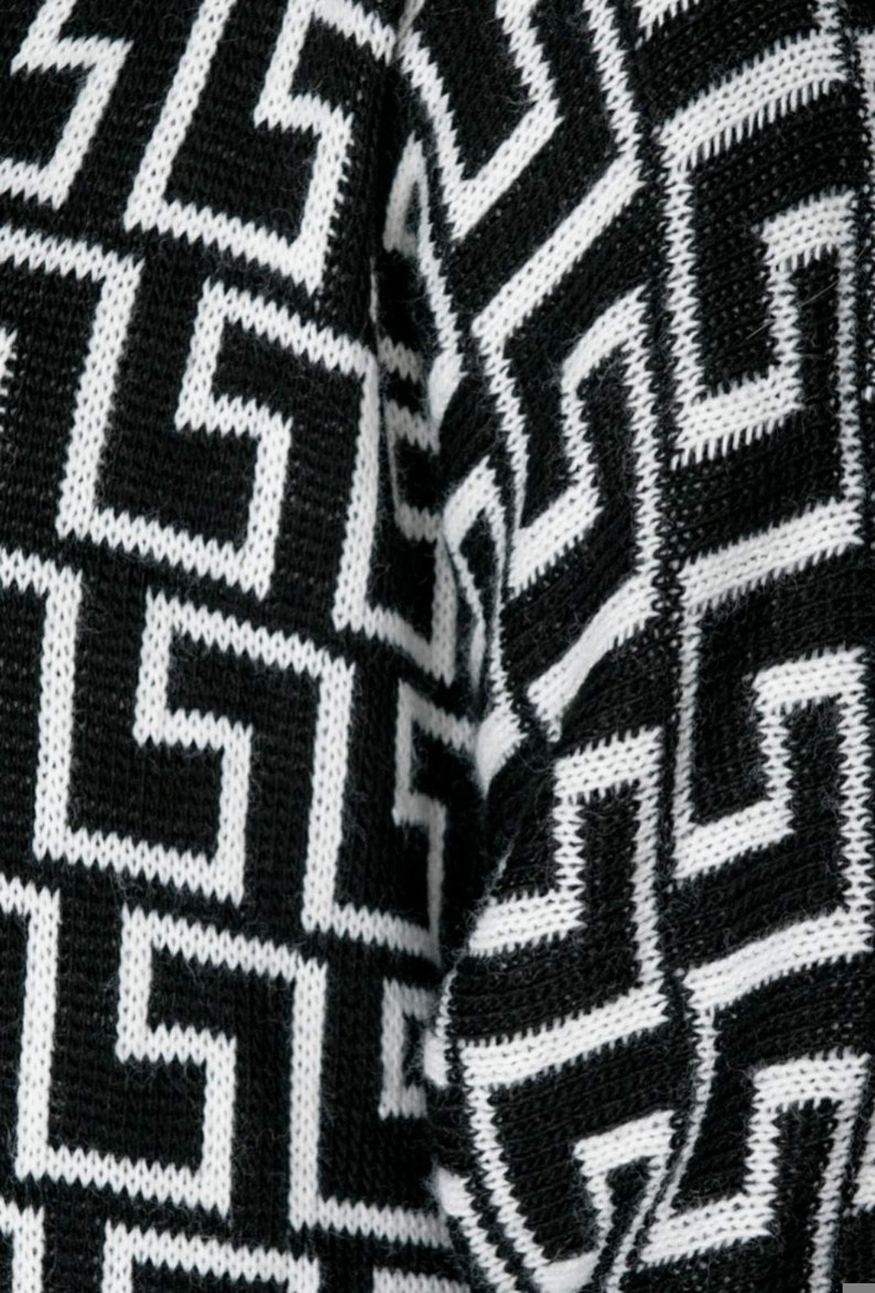 Zwart-wit geometrisch vest met capuchon afbeelding 4
