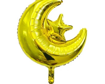 Ballon aluminium lune et étoile de l'Aïd et du ramadan