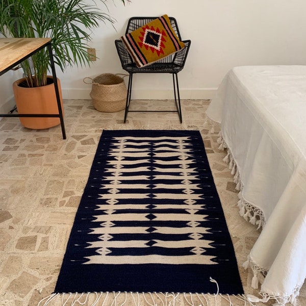 Handmade Oaxacan Accent Rug Geometric Patterns, All-Natural Dyes, High Quality