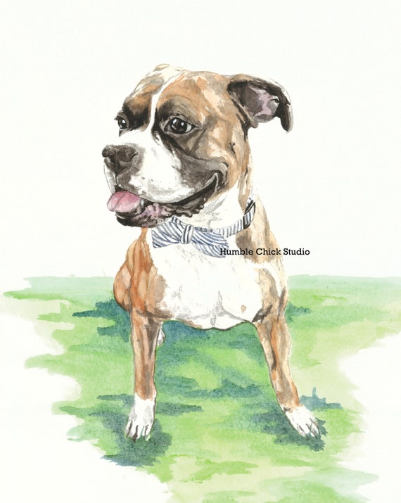 Boxer Painting Boxer Art Dog Watercolor Dog Print Dog Art | Etsy