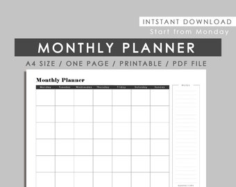 2022 Yearly planner, A4 size, Instant download, Printable, PDF file, Yearly planner on one page - German