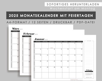 2022 Yearly planner, A4 size, Instant download, Printable, PDF file, Yearly planner on one page - German