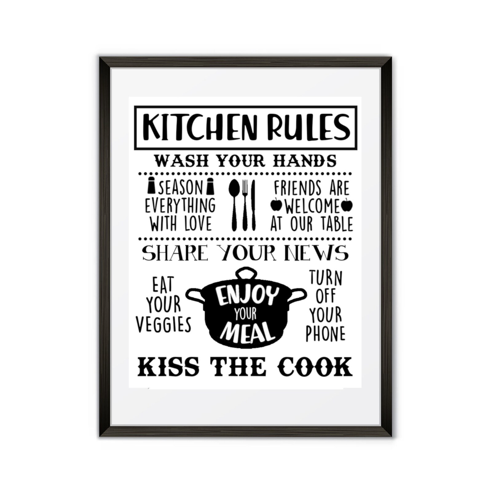 Kitchen Rules Sign Kitchen Rules Instant Download Kitchen Etsy
