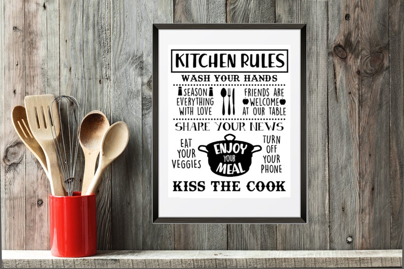 Kitchen Rules Sign Kitchen Rules Instant Download Kitchen Etsy