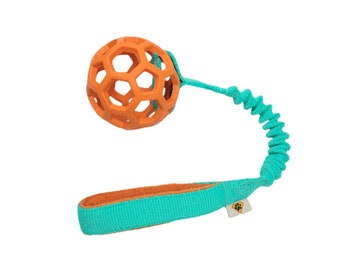 Hollee ball with Bungee Handle  - Durable dog toy - colorful toy for dogs - Strong tug toy