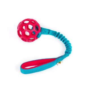 Hollee ball with Bungee Handle - Durable dog toy - colorful toy for dogs - Strong tug toy