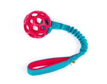 Bola Hollee con mango Bungee - Juguete para perros duradero - juguete colorido para perros - Juguete de tirón fuerte