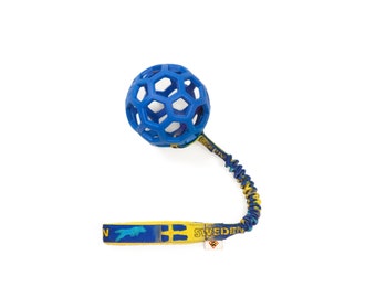 SWEDEN national colors tug toy - durable dog toy - ball with bungee handle