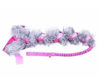 Colorful fur tug toy for dogs - Fleece and fur braided dog toy - Dog's Craft durable dog toy