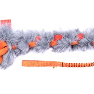 Colorful fur tug toy for dogs Fleece and fur braided dog toy Dog's Craft durable dog toy Orange