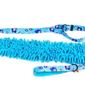 Competition leash for dogs Agility leash for sport dogs Dog lead Leash with tug toy Forget me not + blue