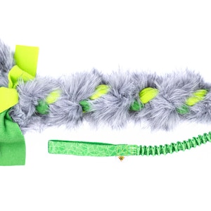 Colorful fur tug toy for dogs Fleece and fur braided dog toy Dog's Craft durable dog toy Green