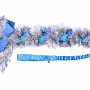 Colorful fur tug toy for dogs Fleece and fur braided dog toy Dog's Craft durable dog toy Blue