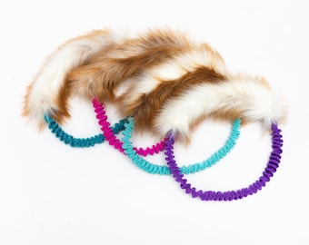 Round tug toy with faux fur - Faux FUR HULA bungee toy - Durable dog toy